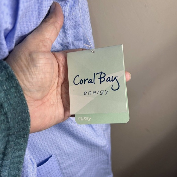 Coral Bay Energy Women’s Button Up Chore Shirt Sz Large Roll Tab Sleeves NWT - Picture 6 of 6